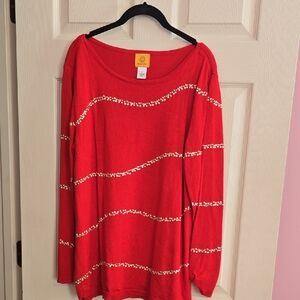 Ruby Rd. Red Crewneck Knit Top